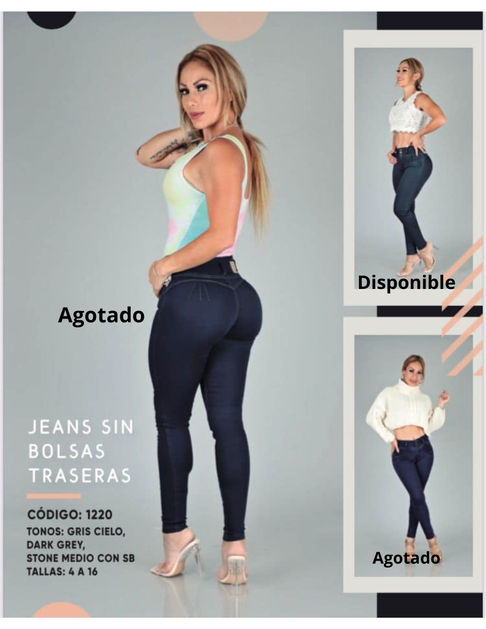 Jeans tres botones - Sin bolsas traseras 1220