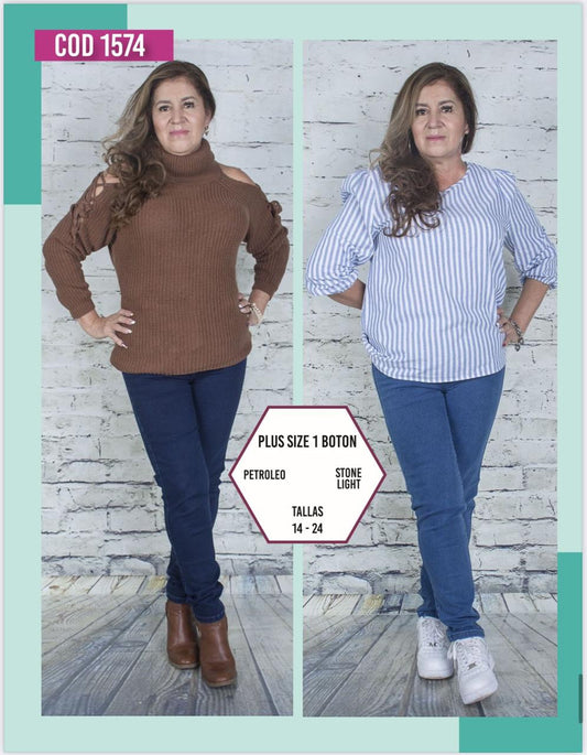 Jeans un botón - Plus Size